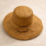 Flat Brim Raffia Sunhat in Tan Madagascan
