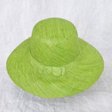 Flat Brim Raffia Sunhat in Kiwi Green Madagascar