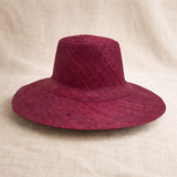 Flat Brim Raffia Sunhat in Wine Madagascan
