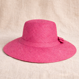 Flat Brim Raffia Sunhat in Rose Pink Madagascan
