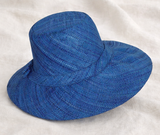 Flat Brim Raffia Sunhat in Cerulean Blue Madagascan