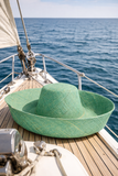 Raffia Curve Brim Hat Large Brim in Seafoam Madagascan