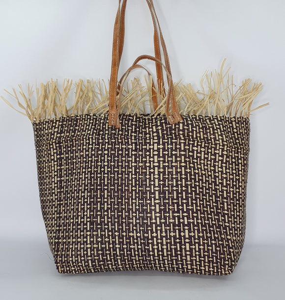 Flat Tote Raffia Bag with Two Handles Raffia Large |Madagascan