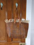 Flat Tote Raffia Bag with Two Handles Raffia Large |Madagascan