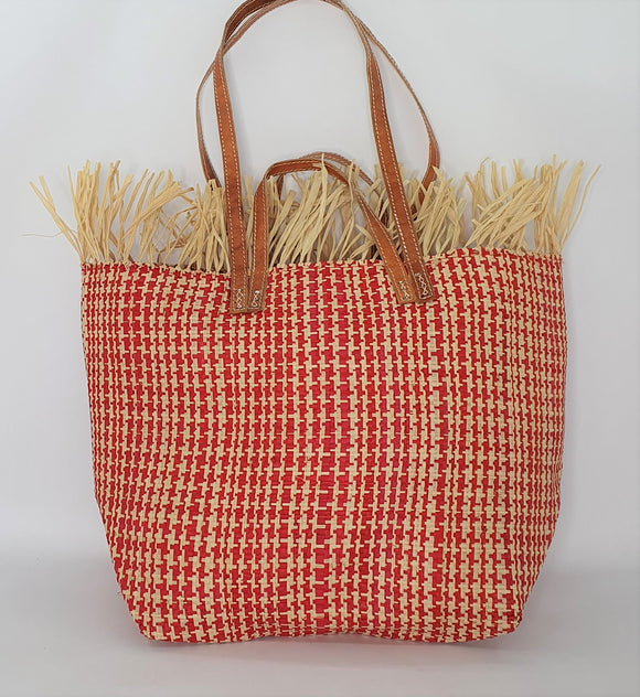 Flat Tote Raffia Bag with Two Handles Raffia Medium |Madagascan