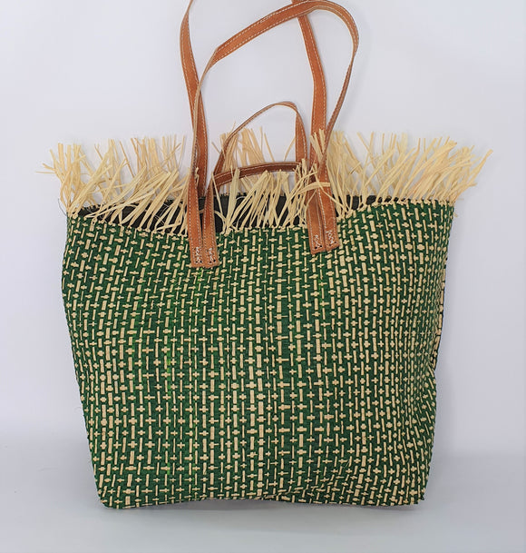 Flat Tote Raffia Bag with Two Handles Raffia Small |Madagascan