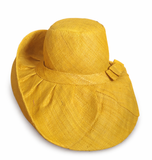 Raffia Curve Brim Hat Standard Brim in Yellow Madagascan