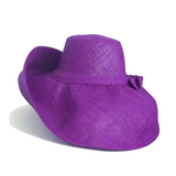 Raffia Curve Brim Hat Large Brim in Grape Madagascan