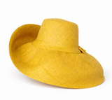 Raffia Curve Brim Hat Large Brim in Lemon Glacier Madagascan