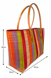 Raffia Striped Handbag Large in Fruit Salad Madagascan