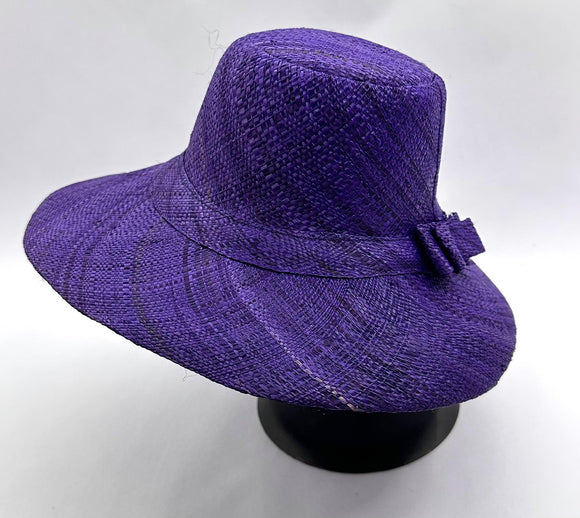 Flat Brim Raffia Sunhat in Indigo Madagascan