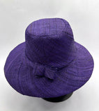 Flat Brim Raffia Sunhat in Indigo Madagascan