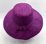 Flat Brim Raffia Sunhat in Grape Madagascan