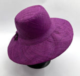 Flat Brim Raffia Sunhat in Grape Madagascan