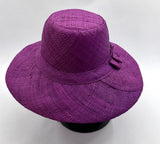 Flat Brim Raffia Sunhat in Grape Madagascan