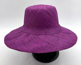 Flat Brim Raffia Sunhat in Grape Madagascan