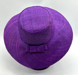 Flat Brim Raffia Sunhat in Eggplant Madagascan