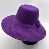 Flat Brim Raffia Sunhat in Eggplant Madagascan