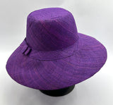 Flat Brim Raffia Sunhat in Eggplant Madagascan