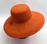 Flat Brim Raffia Sunhat in Orange Madagascan