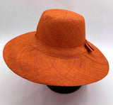 Flat Brim Raffia Sunhat in Orange Madagascan