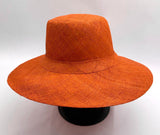 Flat Brim Raffia Sunhat in Orange Madagascan