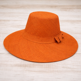 Flat Brim Raffia Sunhat in Orange Madagascan
