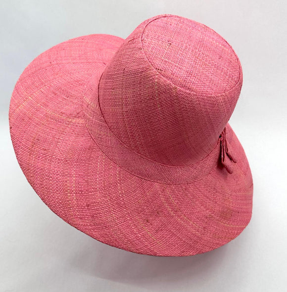 Flat Brim Raffia Sunhat in Baby Pink Madagascan