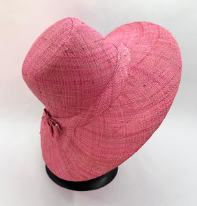 Flat Brim Raffia Sunhat in Rose Pink Madagascan