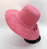 Flat Brim Raffia Sunhat in Rose Pink Madagascan