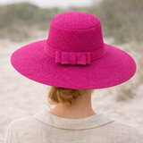 Flat Brim Raffia Sunhat in Mulberry Madagascan