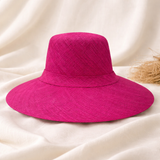 Flat Brim Raffia Sunhat in Mulberry Madagascan
