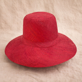 Flat Brim Raffia Sunhat in Red Madagascan