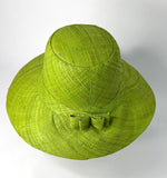 Flat Brim Raffia Sunhat in Apple Green Madagascan