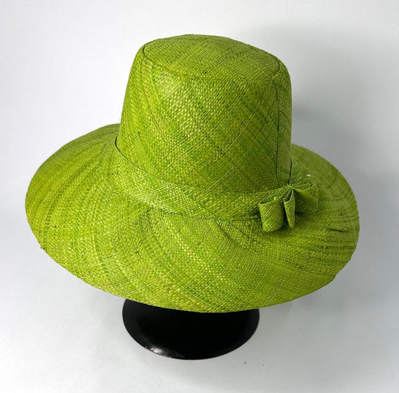 Flat Brim Raffia Sunhat in Apple Green Madagascan