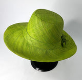 Flat Brim Raffia Sunhat in Apple Green Madagascan