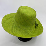 Flat Brim Raffia Sunhat in Apple Green Madagascan