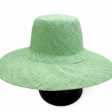 Flat Brim Raffia Sunhat in Pale Green Madagascan