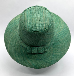 Flat Brim Raffia Sunhat in Seafoam Madagascan