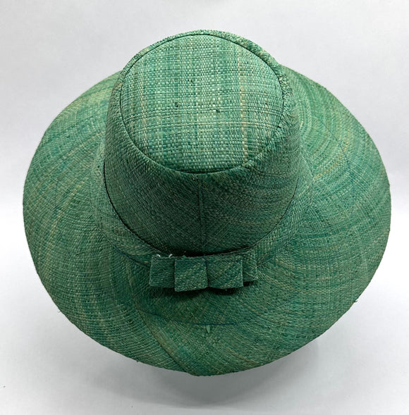 Flat Brim Raffia Sunhat in Seafoam Madagascan