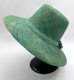 Flat Brim Raffia Sunhat in Seafoam Madagascan