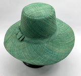 Flat Brim Raffia Sunhat in Seafoam Madagascan