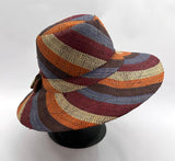 Flat Brim Raffia Sunhat in Candy Cane Madagascan
