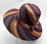 Flat Brim Raffia Sunhat in Candy Cane Madagascan