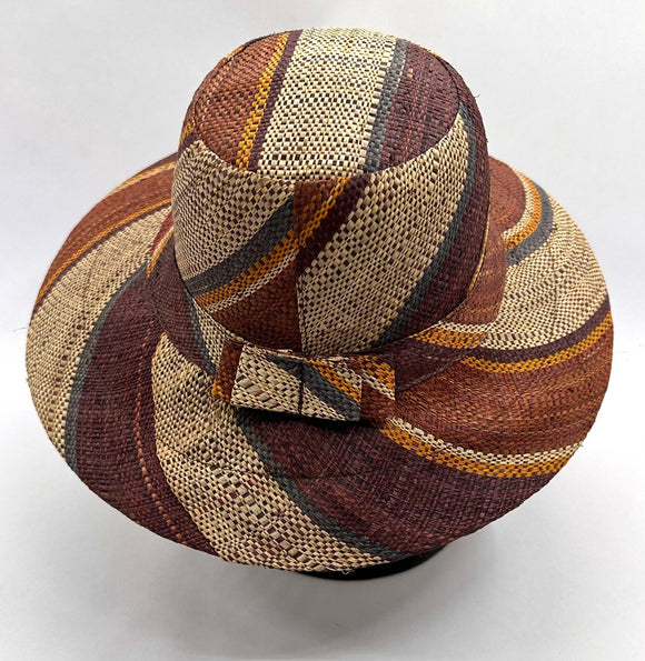 Flat Brim Raffia Sunhat in Chocolate Box Madagascan