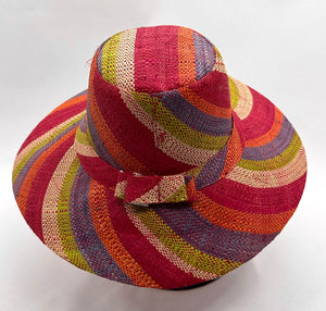 Flat Brim Raffia Sunhat in Fruit Salad Madagascan
