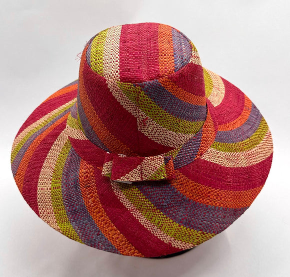 Flat Brim Raffia Sunhat in Fruit Salad Madagascan