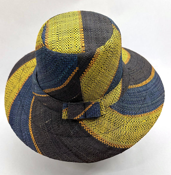 Flat Brim Raffia Sunhat in Gum Drops Madagascan