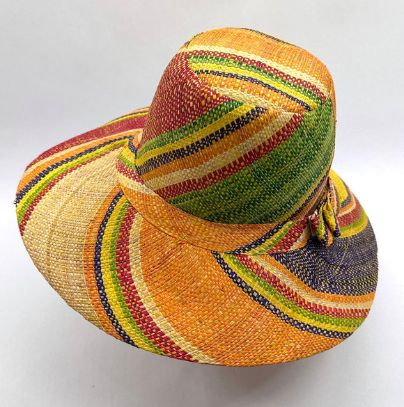 Flat Brim Raffia Sunhat in Jelly Beans Madagascan