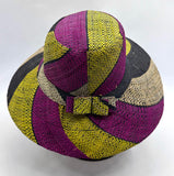 Flat Brim Raffia Sunhat in Liquorice Allsorts Madagascan